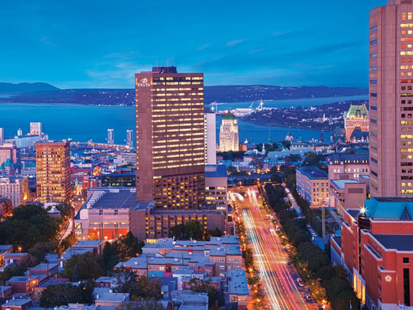 Hôtel Delta par Marriott Québec - vue aérienne de soir